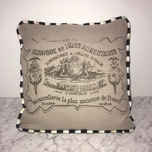 BNWT Throw Accent Pillow French Logo Down Feather checkered trim